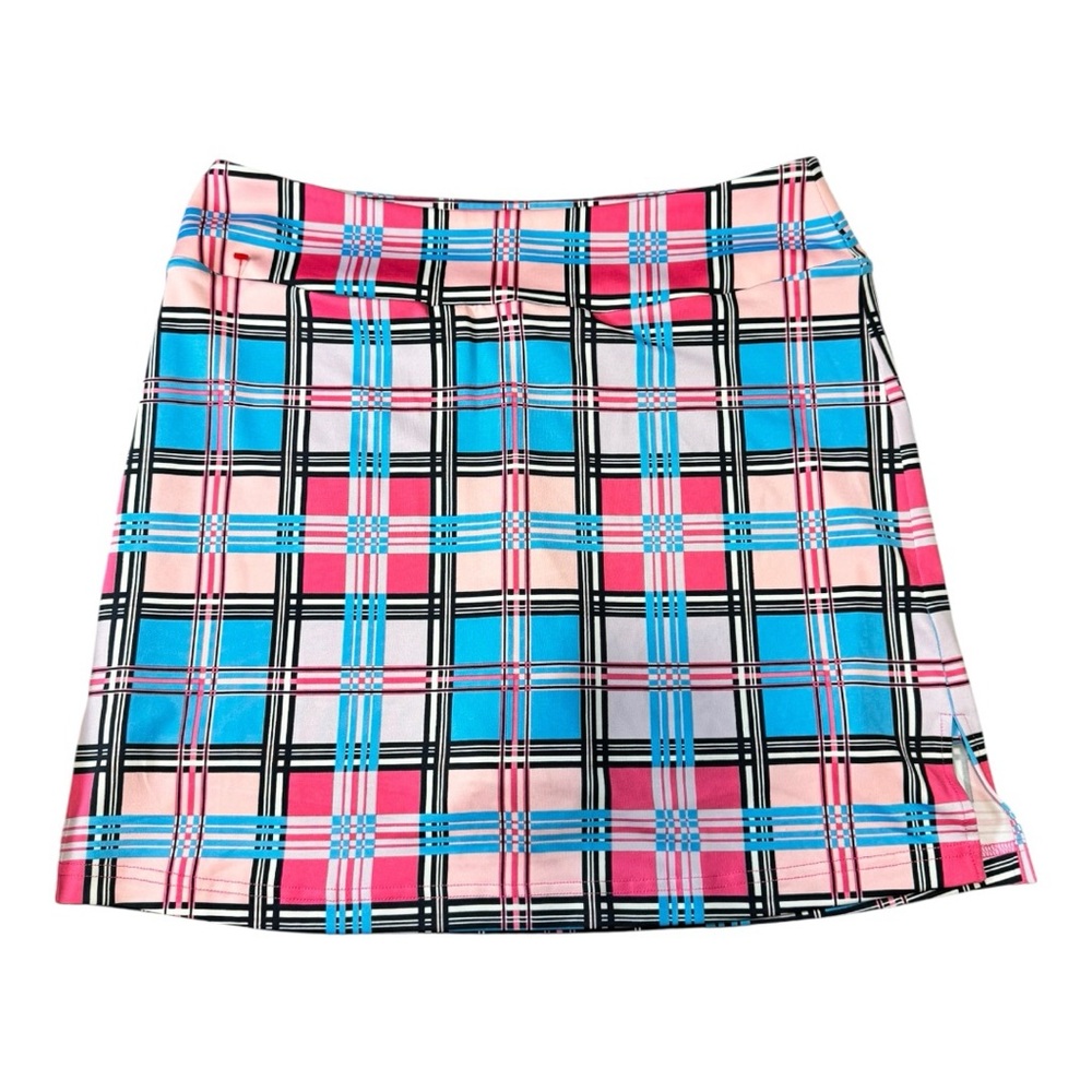 Golftini Pink Label Limitless Long Plaid Golf Skort Size L